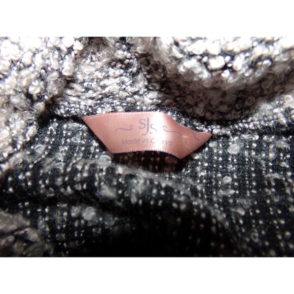 Vtg SJS boucle knit assyemtric hem 3/4 sleeve cowl neck sweater L wool blend - Picture 6 of 6